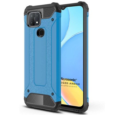 Microsonic Oppo A15 Kılıf Rugged Armor Mavi