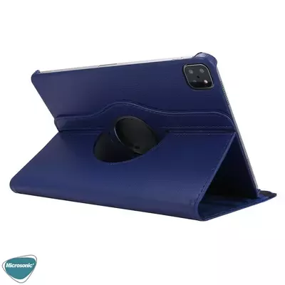 Microsonic Apple iPad Pro 11`` 2022 4. Nesil Kılıf (A2759-A2435-A2761-A2762) 360 Rotating Stand Deri Lacivert