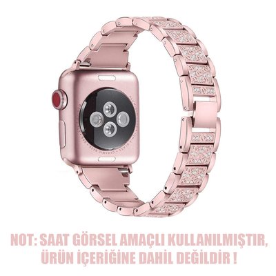 Microsonic Apple Watch Series 3 42mm Metal Dressy Jewelry Kordon Rose Gold