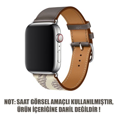 Microsonic Apple Watch Series 3 42mm Swift Leather Simple Tour Strap Kahverengi