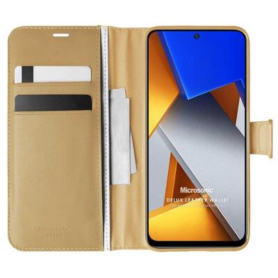 Microsonic Xiaomi Poco M4 Pro 4G Kılıf Delux Leather Wallet Gold