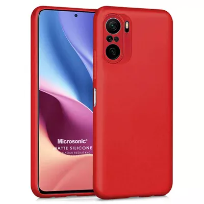 Microsonic Matte Silicone Xiaomi Redmi K40 Pro Kılıf Kırmızı