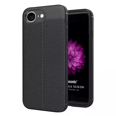 Microsonic Apple iPhone 16e Kılıf Deri Dokulu Silikon Siyah
