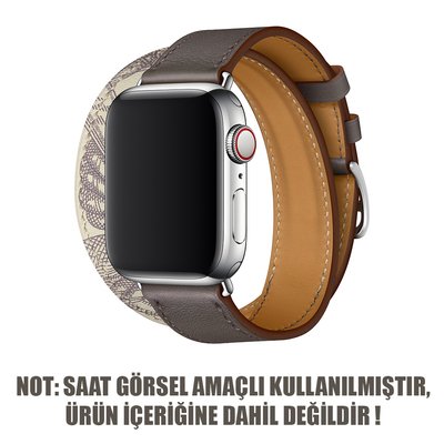 Microsonic Apple Watch Series 3 42mm Swift Leather Double Tour Strap Kahverengi