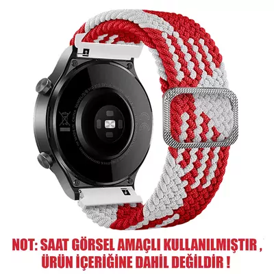 Microsonic Huawei Watch GT 6 Pro 46mm Kordon Braided Loop Band Kırmızı Beyaz