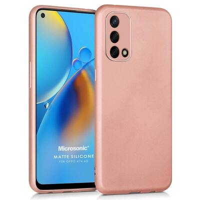 Microsonic Oppo A74 4G Kılıf Matte Silicone Rose Gold