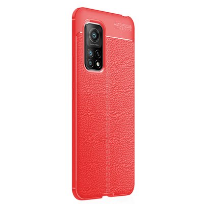 Microsonic Xiaomi Mi 10T Kılıf Deri Dokulu Silikon Kırmızı