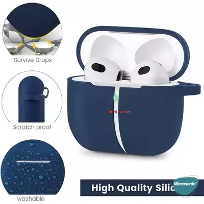 Microsonic Apple AirPods 3 Askılı Mat Silikon Kılıf Turkuaz