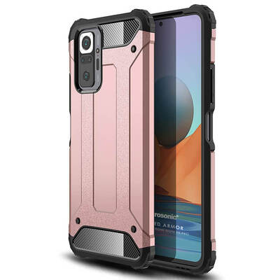 Microsonic Xiaomi Redmi Note 10 Pro Max Kılıf Rugged Armor Rose Gold