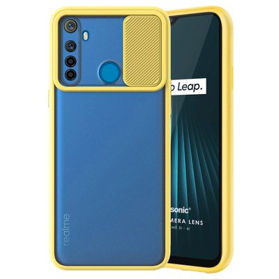 Microsonic Realme 5i Kılıf Slide Camera Lens Protection Sarı