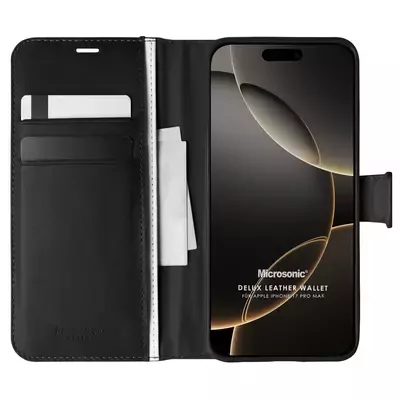 Microsonic Apple iPhone 17 Pro Max Kılıf Delux Leather Wallet Siyah