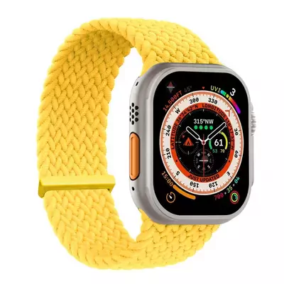 Microsonic Apple Watch Series 10 46mm Kordon, (Medium Size, 147mm) Knitted Fabric Single Loop Sarı