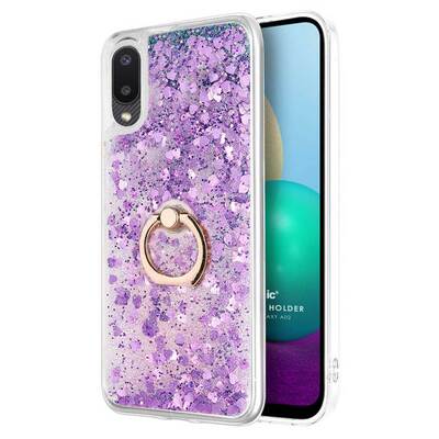 Microsonic Samsung Galaxy A02 Kılıf Glitter Liquid Holder Mor