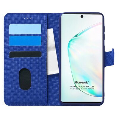 Microsonic Samsung Galaxy Note 10 Kılıf Fabric Book Wallet Lacivert