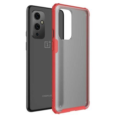 Microsonic OnePlus 9 Kılıf Frosted Frame Kırmızı