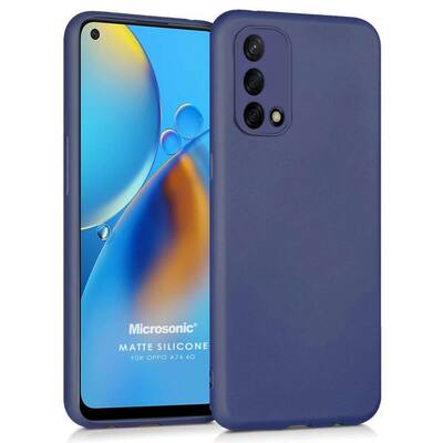 Microsonic Oppo A74 4G Kılıf Matte Silicone Lacivert