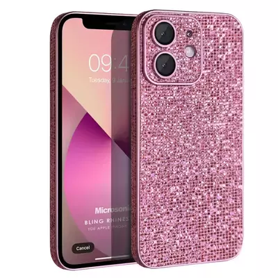 Microsonic Apple iPhone 11 Kılıf Bling Rhinestones Pembe