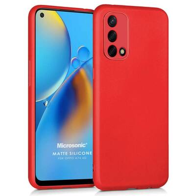 Microsonic Oppo A74 4G Kılıf Matte Silicone Kırmızı