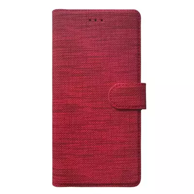 Microsonic Xiaomi Poco M5s Kılıf Fabric Book Wallet Kırmızı