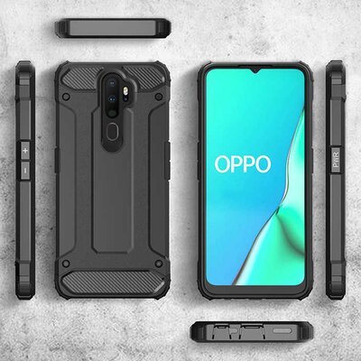 Microsonic Oppo A5 2020 Kılıf Rugged Armor Gümüş