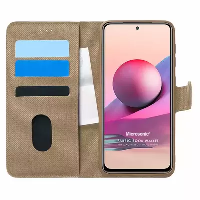 Microsonic Xiaomi Poco M5s Kılıf Fabric Book Wallet Gold