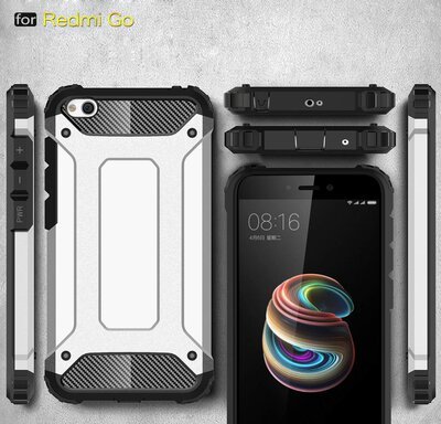 Microsonic Xiaomi Redmi Go Kılıf Rugged Armor Gümüş