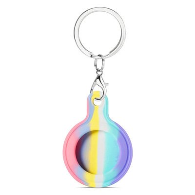 Microsonic Apple AirTag Kılıf Painted Rainbow Pattern Pembe Lila