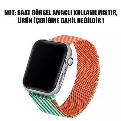 Microsonic Apple Watch Ultra 2 Dual Color Milanese Loop Kordon Yeşil Turuncu