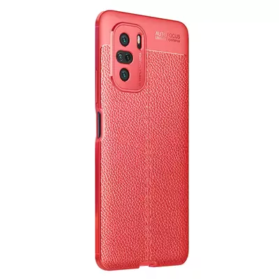 Microsonic Xiaomi Redmi K40 Kılıf Deri Dokulu Silikon Kırmızı