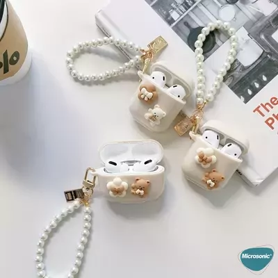 Microsonic AirPods Pro 2.Nesil Kılıf İnci Askılı Papyonlu Ayı