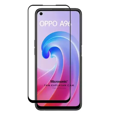 Microsonic Oppo A76 Kavisli Temperli Cam Ekran Koruyucu Film Siyah