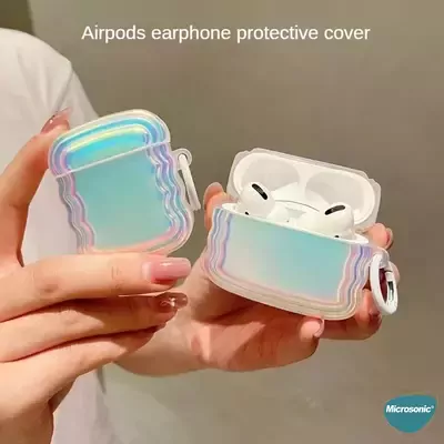 Microsonic AirPods Pro Kılıf Zigzag Hologram Çok Renkli