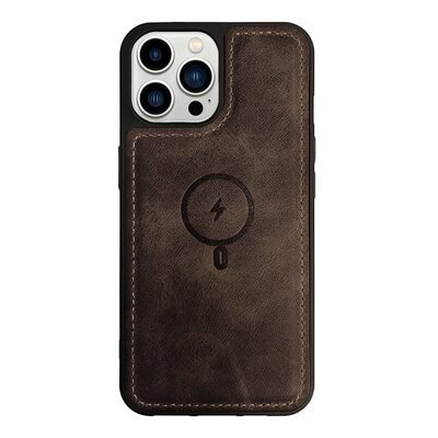 Microsonic Apple iPhone 12 Pro Max Kılıf MagSafe Genuine Leather Koyu Kahverengi