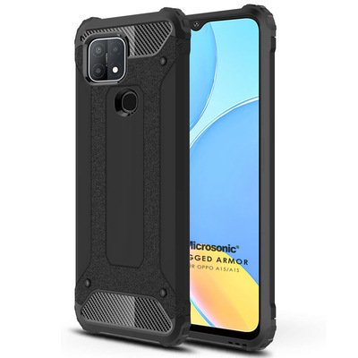 Microsonic Oppo A15 Kılıf Rugged Armor Siyah