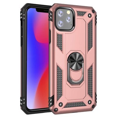 Microsonic Apple iPhone 11 Pro Max Kılıf Military Ring Holder Rose Gold