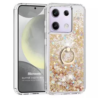 Microsonic Xiaomi Poco M6 Pro 4G Kılıf Glitter Liquid Holder Gold