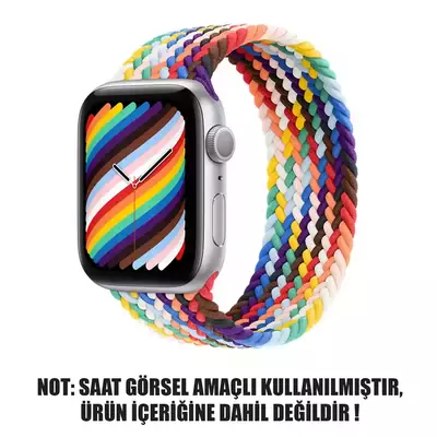 Microsonic Apple Watch Series 7 41mm Kordon, (Medium Size, 147mm) Braided Solo Loop Band Pride Edition