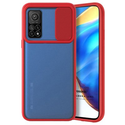 Microsonic Xiaomi Mi 10T Kılıf Slide Camera Lens Protection Kırmızı