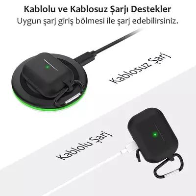 Microsonic Apple AirPods Pro Askılı Mat Silikon Kılıf Siyah