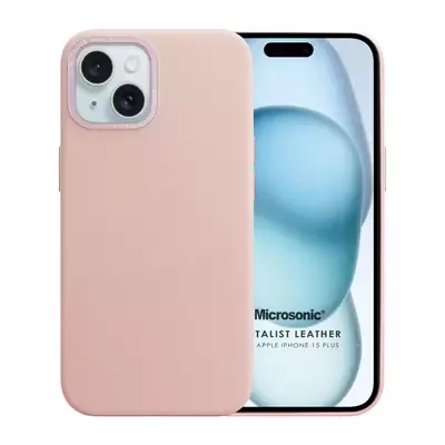 Microsonic Apple iPhone 15 Plus Kılıf Metalist Leather Pembe