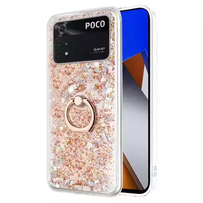 Microsonic Xiaomi Poco X4 Pro 5G Kılıf Glitter Liquid Holder Gold