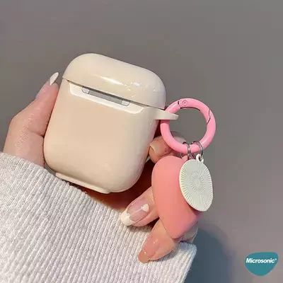 Microsonic AirPods Pro Kılıf Süslü Kalp Desenli Rose Gold