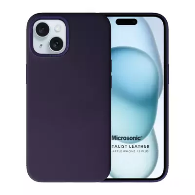 Microsonic Apple iPhone 15 Plus Kılıf Metalist Leather Mor