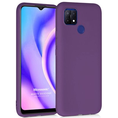 Microsonic Oppo A15s Kılıf Matte Silicone Mor