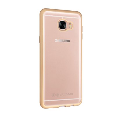 CaseUp Samsung Galaxy C7 Lazer Kesim Silikon Kılıf Gold