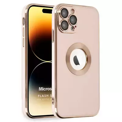 Microsonic Apple iPhone 14 Pro Kılıf Flash Stamp Rose Gold