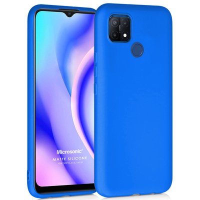 Microsonic Oppo A15s Kılıf Matte Silicone Mavi