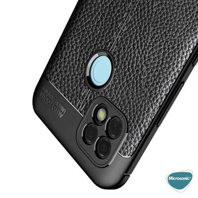 Microsonic Realme C25 Kılıf Deri Dokulu Silikon Siyah