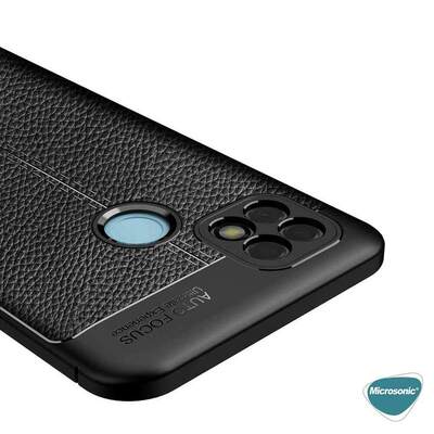 Microsonic Realme C25 Kılıf Deri Dokulu Silikon Siyah