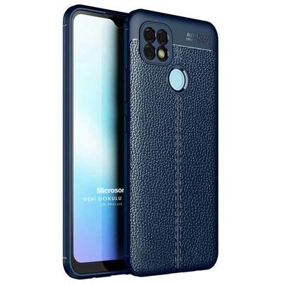 Microsonic Realme C25 Kılıf Deri Dokulu Silikon Lacivert